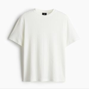 H&M White Textured Short Sleeve Tee – Size L – NWT